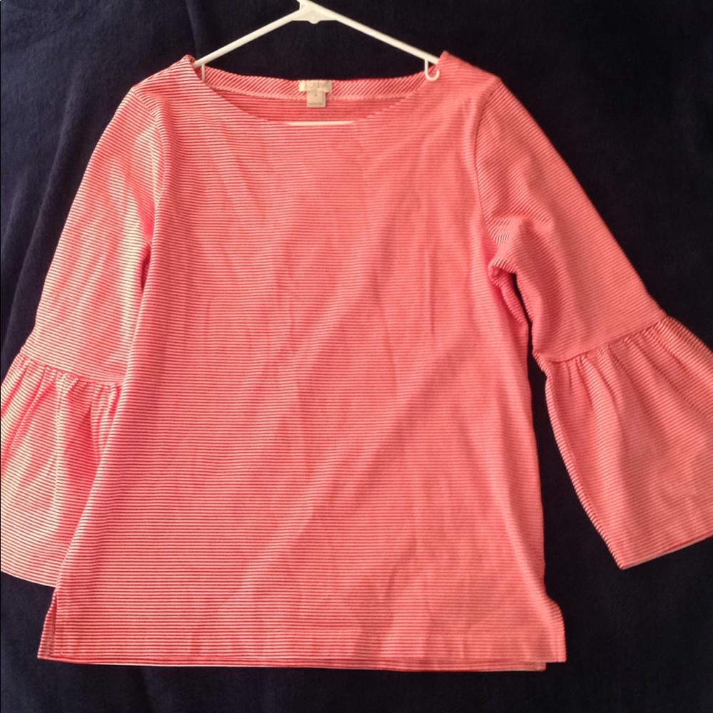 J Crew Bell Sleeve Striped Top